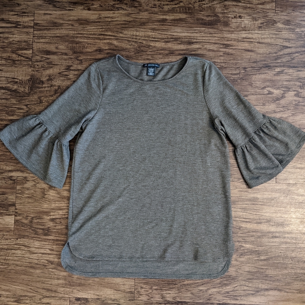 Adrianna Papell Olive Green Bell Sleeve Top